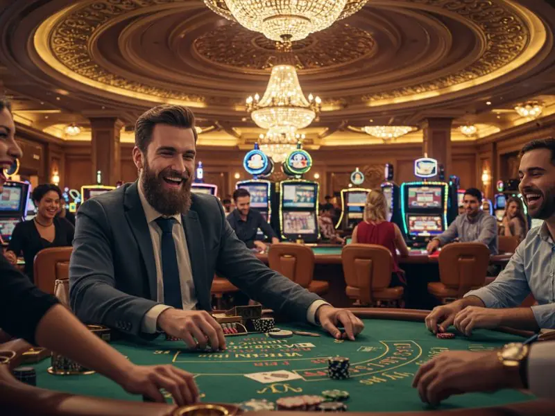 Happy friends enjoying games at 555 BMW Online Casino