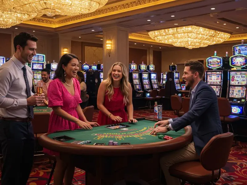 Happy friends enjoying card games at Apex8 Online Casino