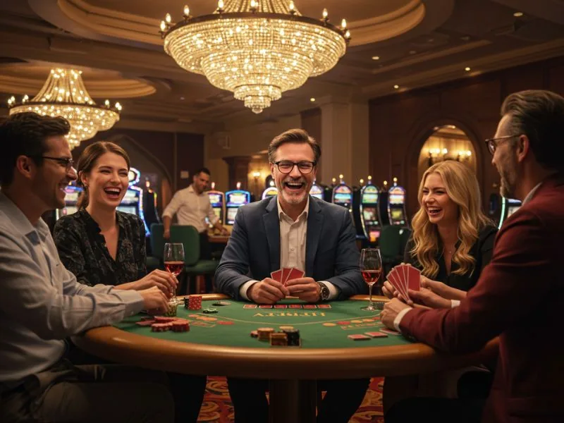 Happy colleague enjoying games at Do888 Online Casino