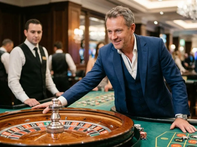 Player confidently spinning the roulette wheel at Milton 888 online casino