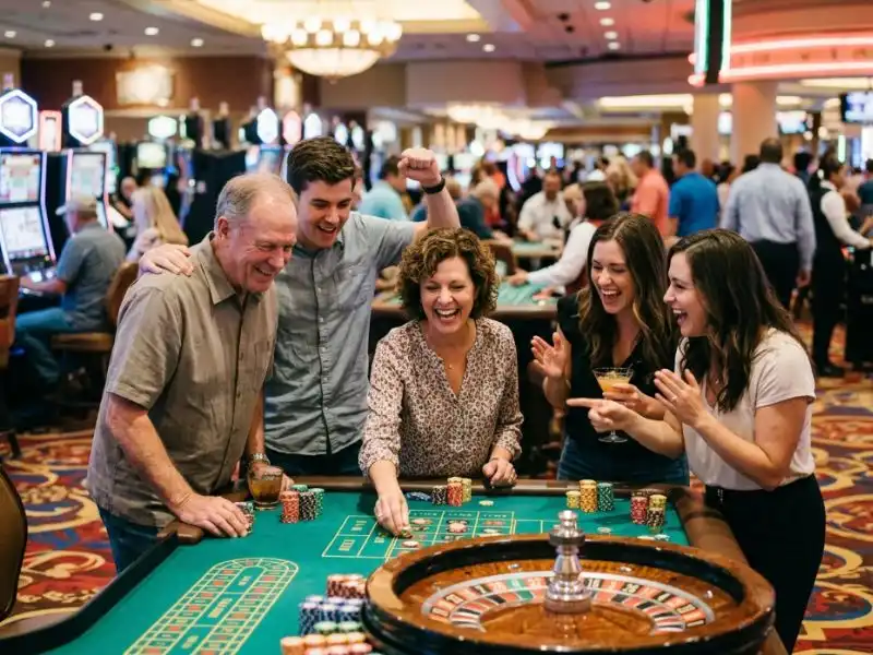 Smiling player enjoying a lucky table game at Apaldo Casino