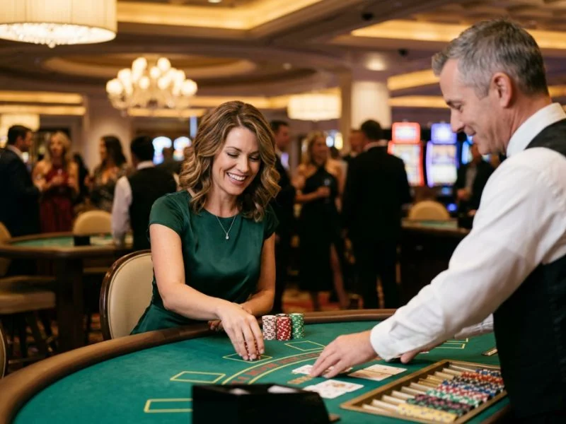 Confident woman enjoying premium casino entertainment at PHSky com casino login
