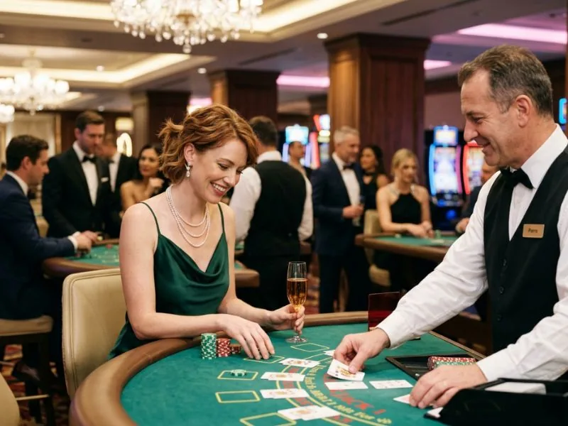 Elegant woman enjoying a sophisticated evening at PHSky com casino login